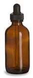 Amber Boston Round Glass Bottle 4 oz w/ Dropper